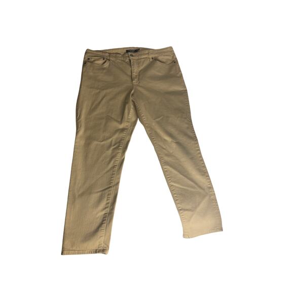 Classic Minimalist Neutral Khaki Skinny Ankle Pants Lauren Ralph Lauren 16 - Picture 2 of 7